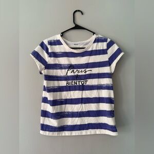 Anthropologie White & Blue Striped 'Paris À Bientôt' Graphic Tee